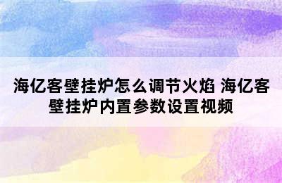 海亿客壁挂炉怎么调节火焰 海亿客壁挂炉内置参数设置视频